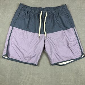 Men's Fair Harbor The Anchor 8" Lined Shorts Size Large Navy Blue/Purple
